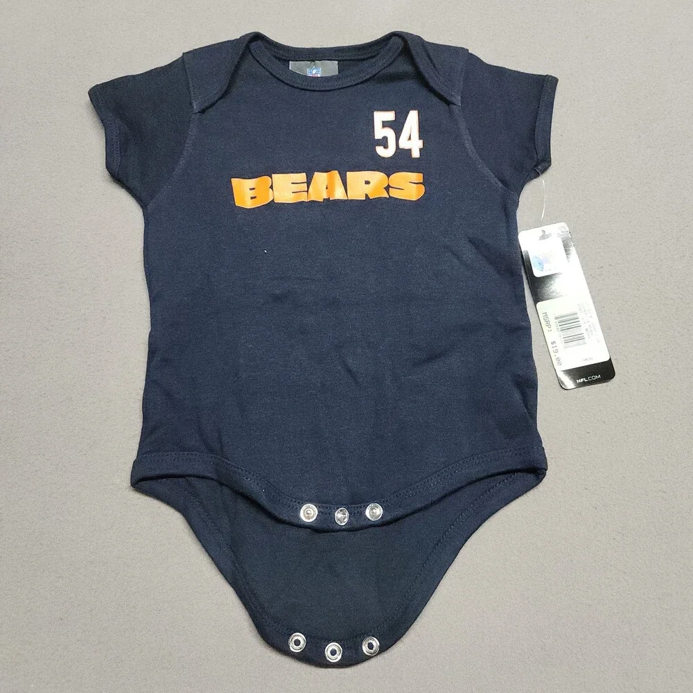Reebok Nfl Brian Urlacher 54 Chicago Bears Infant Bodysuit 6-9M Cotton Navy 149
